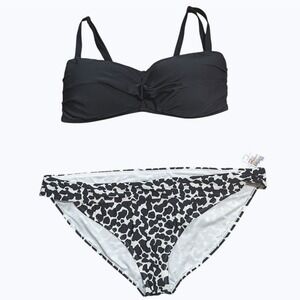 Bikini Swim Suit NEW Plus Size 3X 24w 26w 24 26 Black White Print Swimsuit NWT